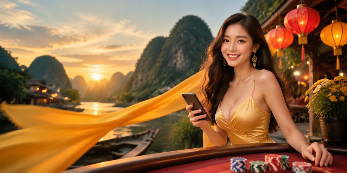 Khung cảnh Hội An với thao tác thanh toán trên di động